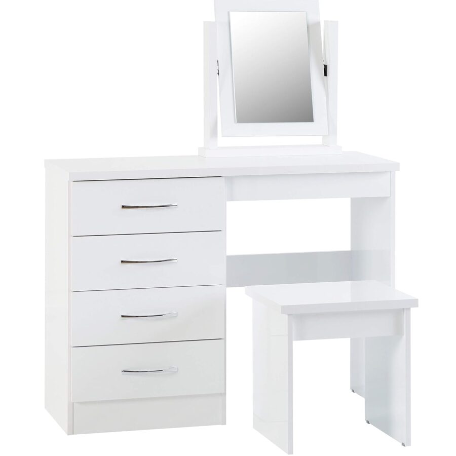 SECONIQUE Nevada White Gloss Dressing Table 40.5x100cm 2pcs